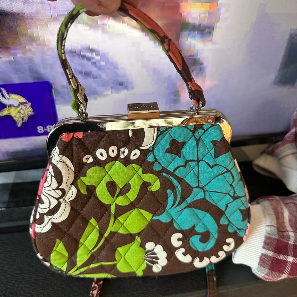 Vera Bradley Brown and Blue Floral Clutch